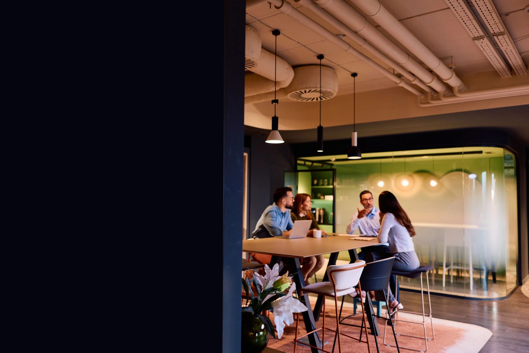 Startup team collaborating in a modern office